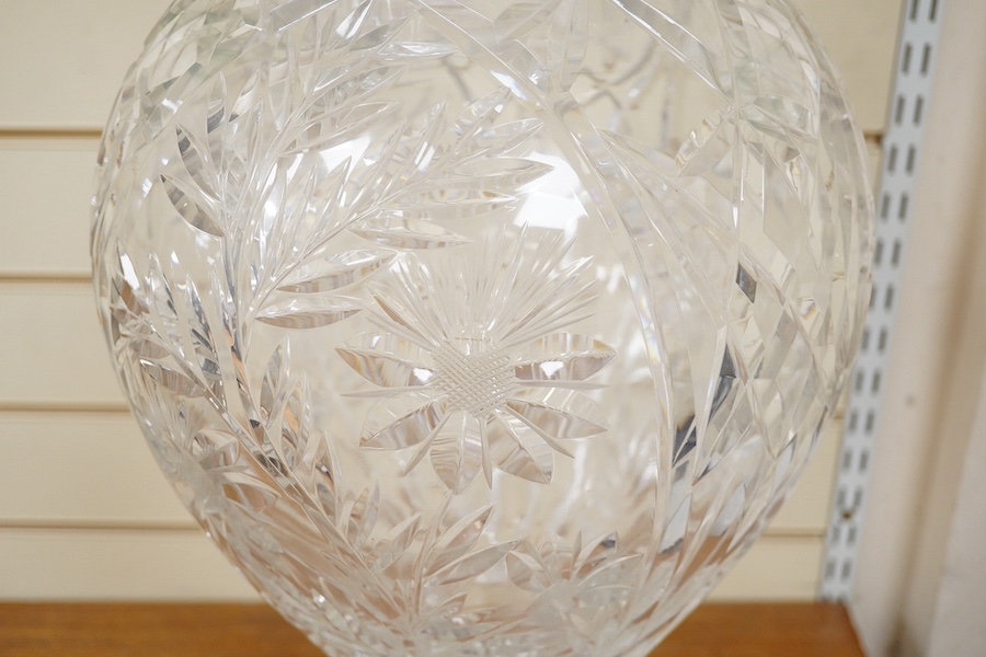 A massive cut glass baluster vase, in three parts, 70cm high. Condition - good